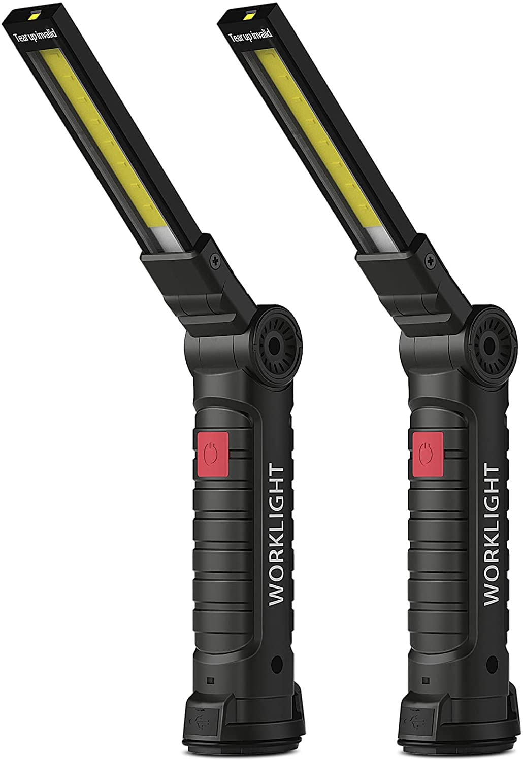 Tool Gifts for Men, Rechargeable LED Work Lights Grill Light with Magnetic Base 5 Modes 360° Rotate (2Pack Black)