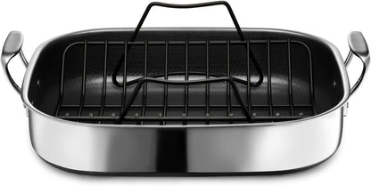 Hybrid Nonstick Roasting Pan with Rack, Dishwasher and Oven Friendly, Compatible with All Cooktops