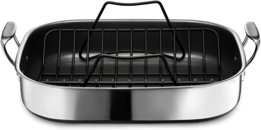 Hybrid Nonstick Roasting Pan with Rack, Dishwasher and Oven Friendly, Compatible with All Cooktops