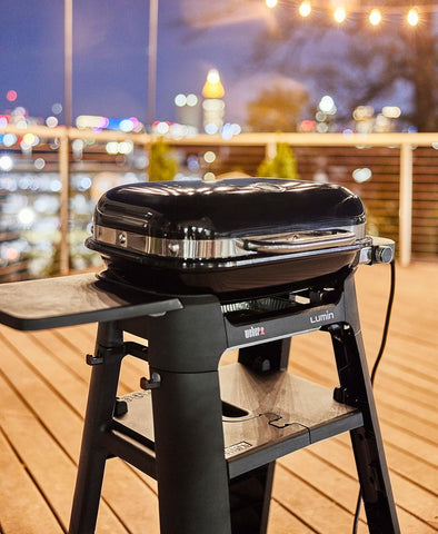 Image of Lumin Compact Outdoor Electric Barbecue Grill, Black - Great Small Spaces Such as Patios, Balconies, and Decks, Portable and Convenient