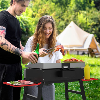 Adjustable Universal Griddle Stand for Blackstone 17"/22" Table Top Griddle, Multifunctional BBQ Stand with Double -Shelf Outdoor Worktable and Carry Bag for Outdoor Camping Cooking.