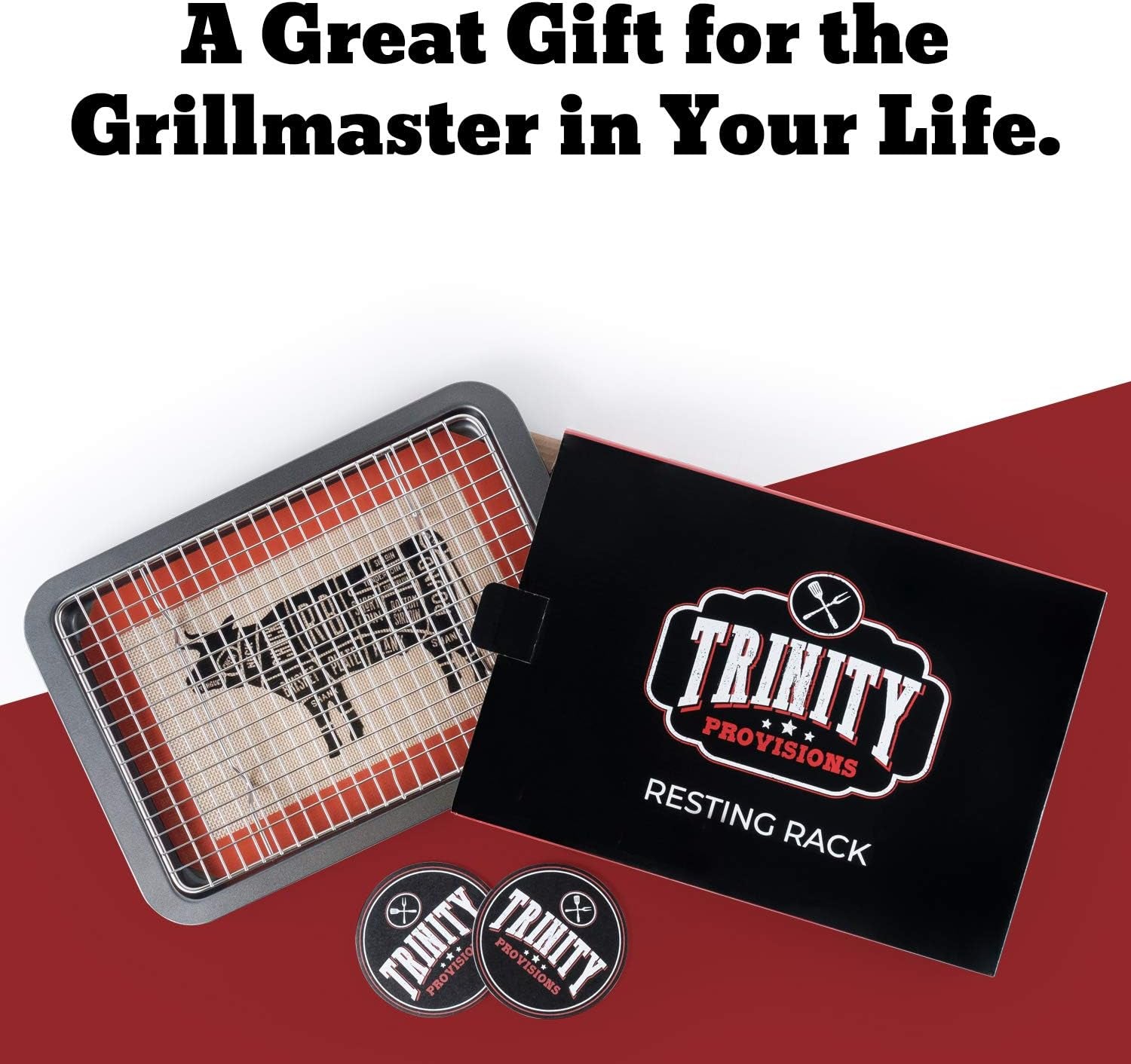 Meat Resting Pan - with Wire Rack and Silicone Baking Mat - Dishwasher and Oven Safe Stainless Steel, for Cooking and Cooling Steak, BBQ, Bacon, & More