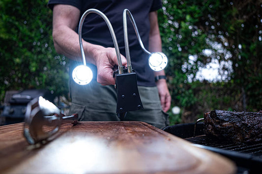 Double Extreme Grill Light - Super Bright Dual LED BBQ Lights for Grill - 360° Flexible Stainless Steel Gooseneck - Great BBQ Grill Accessories - Weather Resistant, Batteries Included