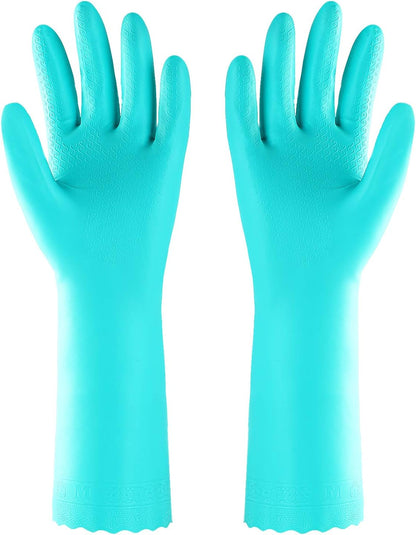 Reusable Dishwashing Cleaning Gloves with Latex Free, Cotton Lining,Kitchen Gloves 2 Pairs,Purple+Blue