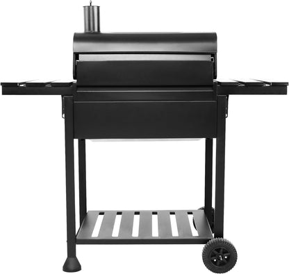 CD1824EN 24” Charcoal Grill Outdoor Smoker with Side Tables Backyard Griller Party BBQ Picnic Patio Cooking, Black