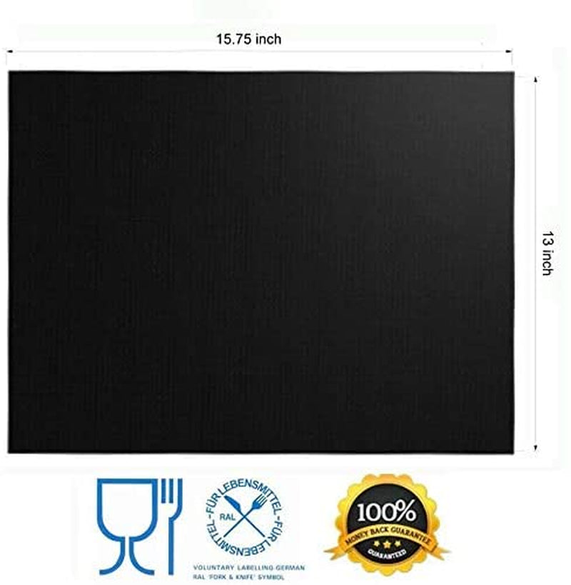 Grill Mat Set of 6 - 100% Non-Stick BBQ Grill Mats, Heavy Duty, Reusable, and Easy to Clean - Works on Electric Grill Gas Charcoal BBQ - 15.75 X 13-Inch, Black