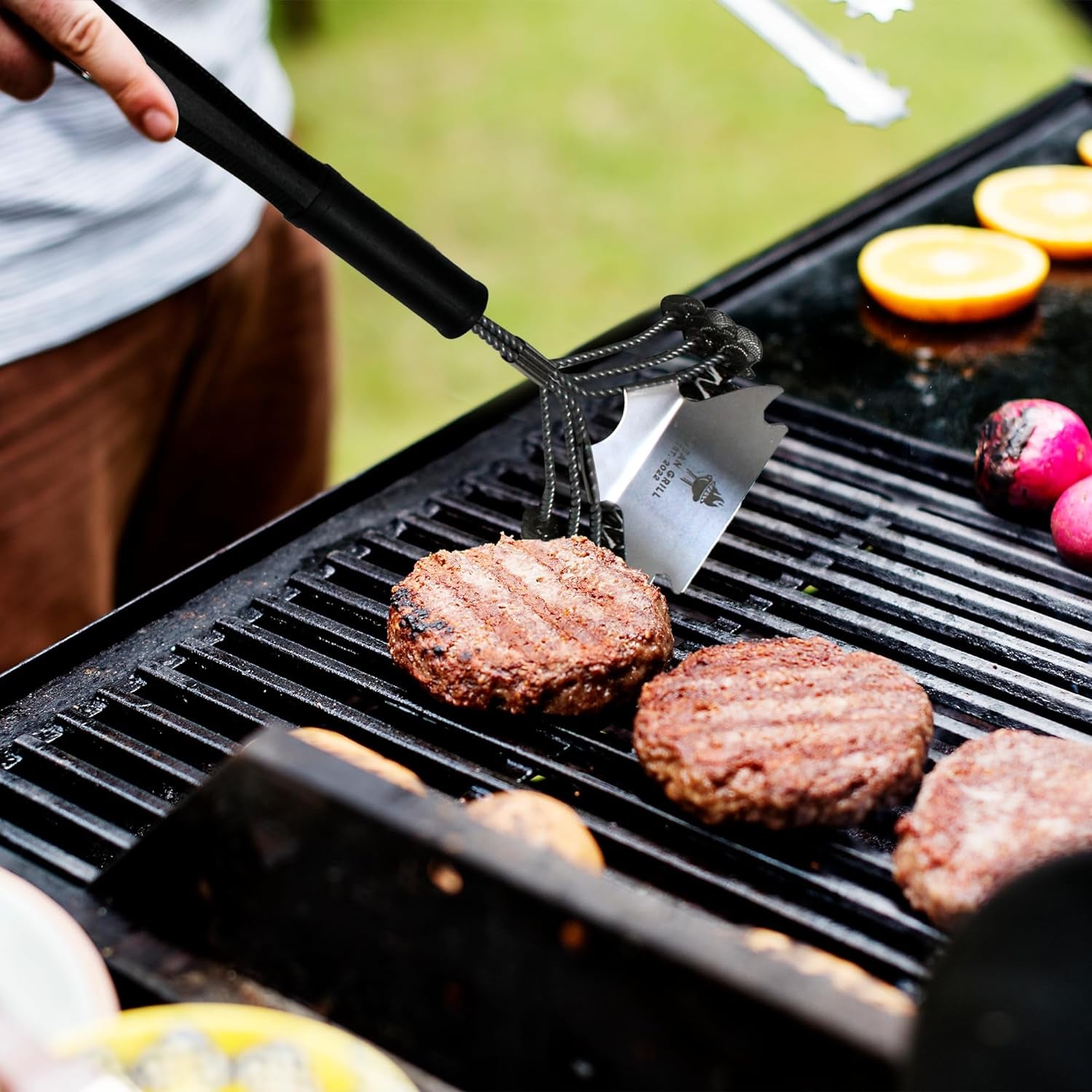 Clean Grill Superior BBQ Grill Brush - Efficient, Safe Wire Bristle Barbecue Cleaning Tool - Extra Strong Cleaner, for Grill Lovers, Ideal for Cleaning Any BBQ Grill