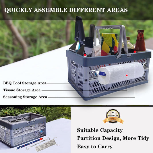 BBQ Sauce&Tools Storage Basket It More Convenient for You to Carry Barbecue Sauce Tools Outdoors, on the Beach, and on Barbecues, and It Is Easier to Store Barbecue Sauce Tools.