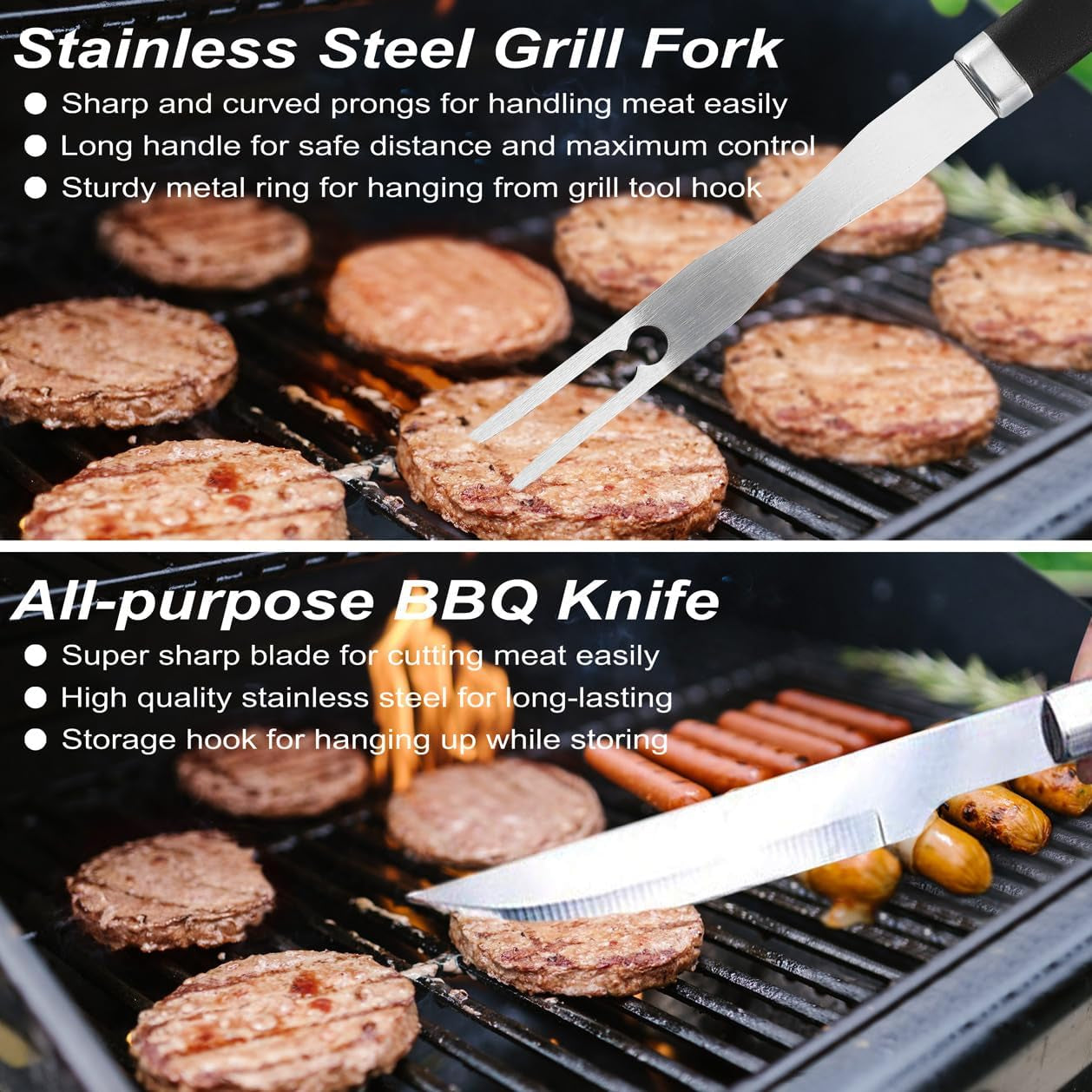 22PCS Heavy Duty BBQ Grill Accessories Set, Non-Slip Grill Tools for Outdoor Grill Set Thicker Stainless Steel Grill Utensils Set, Deluxe Grilling Set with Aluminum Case Ideal Gifts for Men Dad
