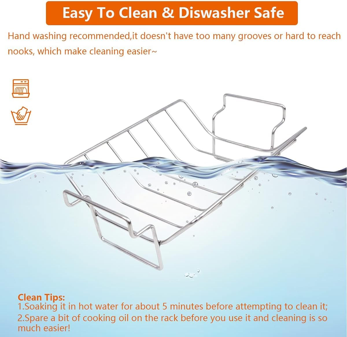 Rib Racks for Big Green Egg, Smoking and Grilling Rib Rack, Big Green Egg Accessories, Turkey Roast Rack Dual-Purpose for Large and Xlarge Big Green Egg,18" or Bigger Kamado Grill,100% Stainless Steel