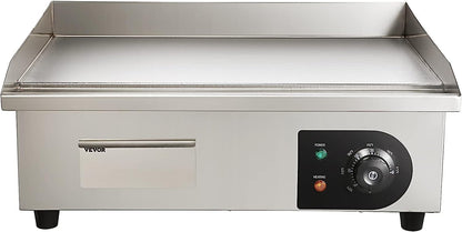 Commercial Electric Griddle, 22", 1600W Countertop Flat Top Grill, Stainless Steel Teppanyaki Grill with Non Stick Iron Cooking Plate, 122-572℉ Adjustable Temp Control 2 Shovels & Brushes, 110V