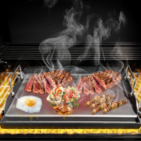 Image of Nonstick Coating Cooking Griddle for Gas Grill, 25"X16” Universal Griddle Plate Insert for Gas Stove/Charcoal/Electric/Gas Grill Large Flat Griddle Top Plate for Camping Tailgating Grilling