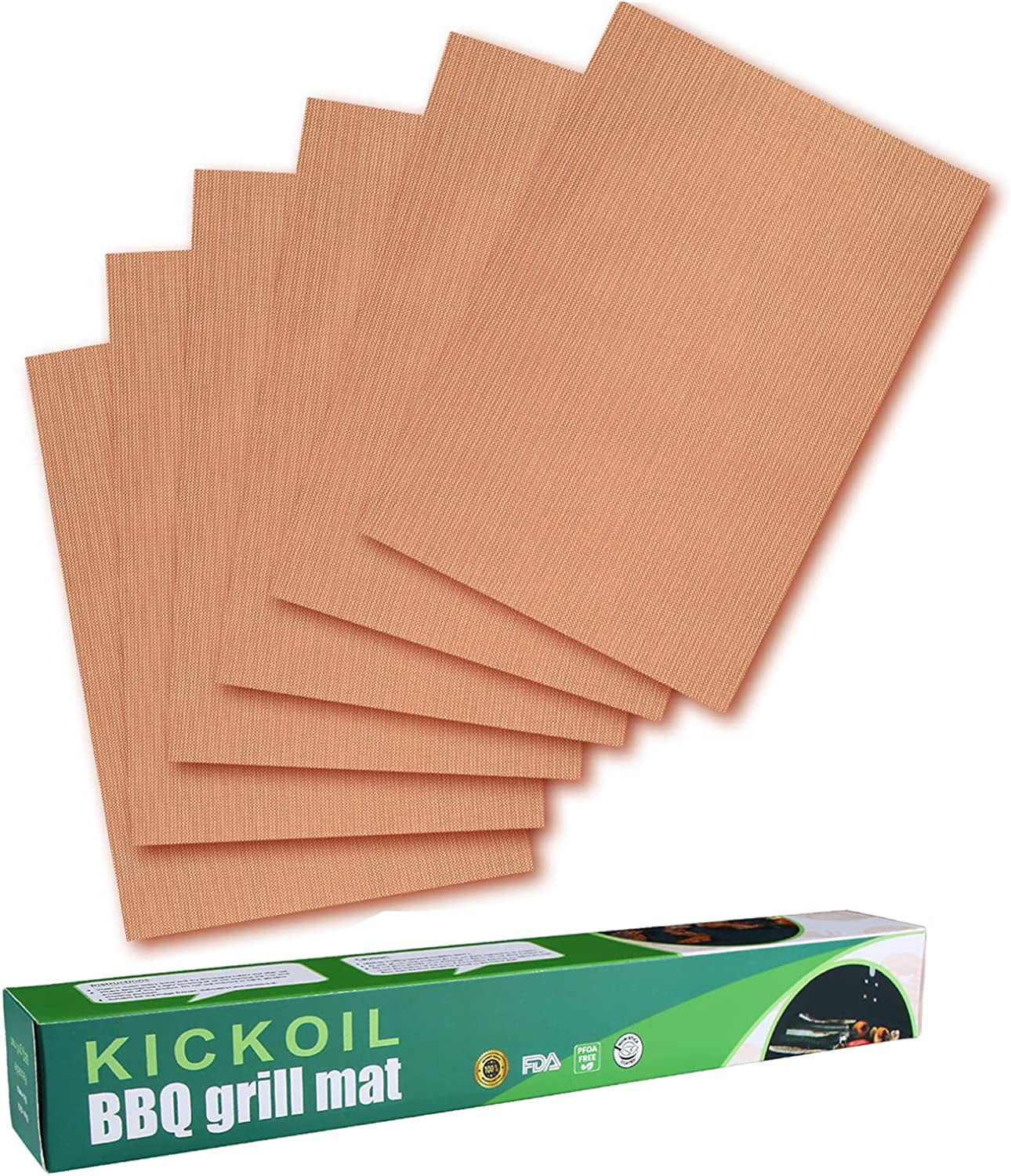 Grill Mats for Outdoor Grill Set of 6 BBQ Grill Mat Copper Grill Mat Heavy Duty Non Stick Reusable and Easy to Clean, Electric Gas Charcoal Grill Outdoor Cooking Tools Accessories RV Camper Must Have