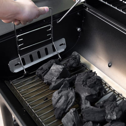Nexgrill Premium Charcoal Barrel Grill, 29 Inches Barbecue Grill, Heavy Duty Charcoal Barrel BBQ Grill, Outdoor Cooking, Side Shelf, for Camping, Patio, Backyard, Tailgating Barrel Grill