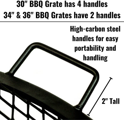 Fire Pit Grilling Grate - High Temperature round Outdoor Cooking BBQ Firegrate for Outdoor Pits and Campfire - 34”