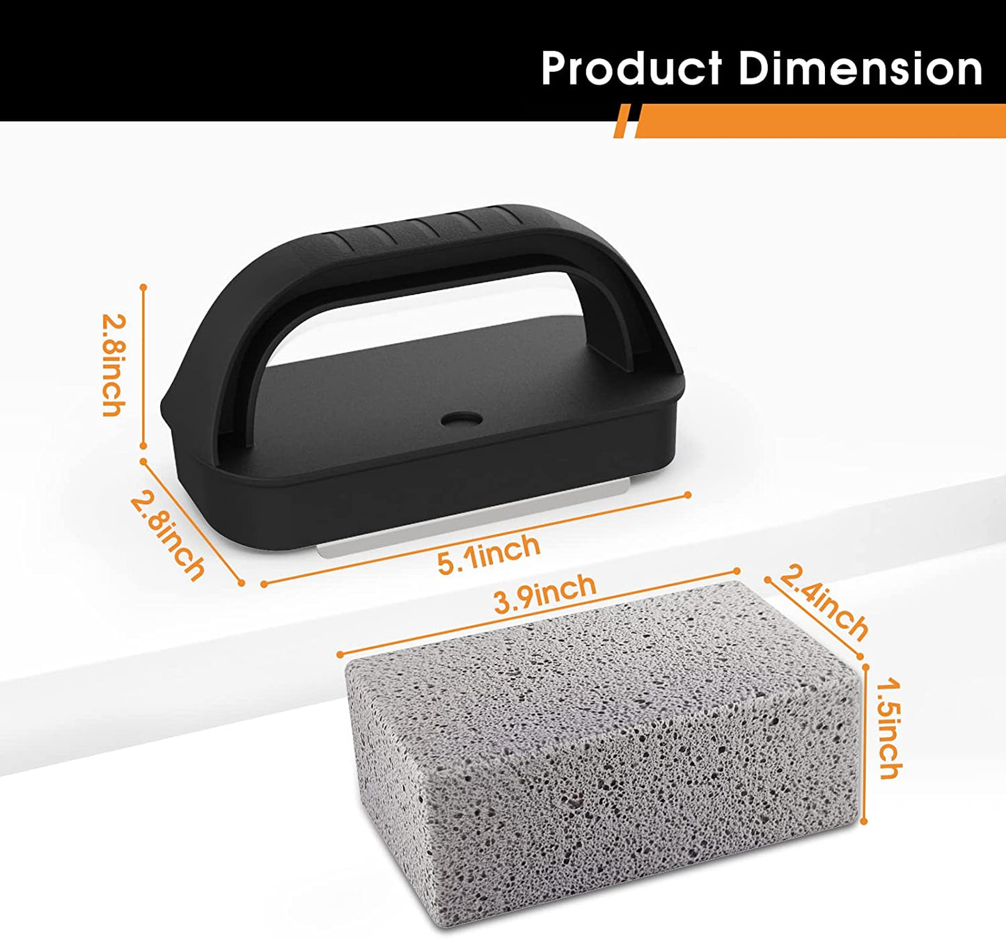 Heavy Duty Grill Cleaner, Grill Cleaning Bricks with Handle, Pumice Griddle Cleaning Stone Removing Stains for BBQ, Swimming Pool, Sink(4 Pack)