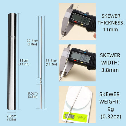 WILLBBQ 304 Stainless Steel 13.2" Long Flat Barbecue Skewers,20Pcs/40Pcs BBQ Kebab Skewers with Portable Metal Storage Tube,Reusable for Grilling Barbecue Kitchen Party and Outdoor Cooking (40PCS)