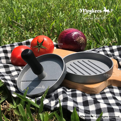 Meykers Burger Press 100 Patty Papers Set | Non-Stick Hamburger Mold with Free Wax Patty Paper Sheets | Meat Beef Cheese Veggie Burger Maker for Grill Griddle BBQ Barbecue | BPA Free