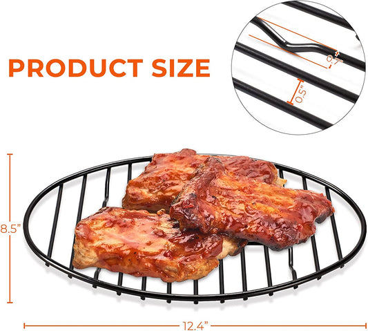 Oval Roasting Rack with Integrated Feet, Non-Stick Coating, Baking Rack Easy to Clean for Cooking, Roasting, Drying, Grilling 12×8.5 Inches Black