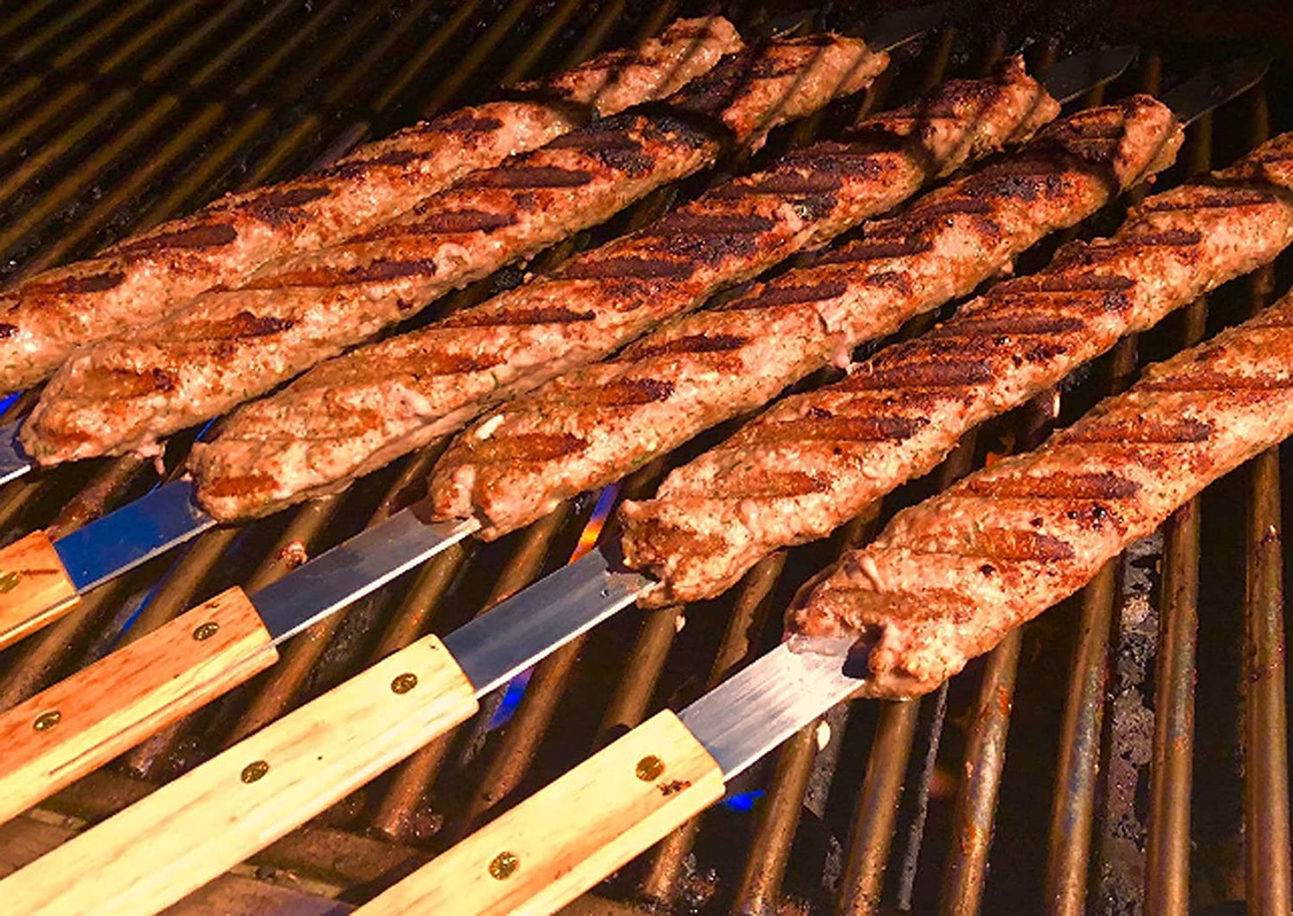 G & F Products 25619 2020 23 Inch Long 5/8 Inch Wide 2Mm Thin Stainless Steel BBQ Skewer 8 Piece, Silver