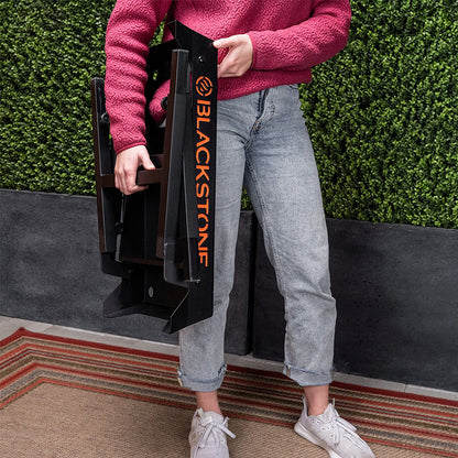 Universal Griddle Stand with Adjustable Leg and Side Shelf - Made to Fit 17” or 22” Propane Table Top – Perfect Take along Grill Accessories for Outdoor Cooking Camping (Black)