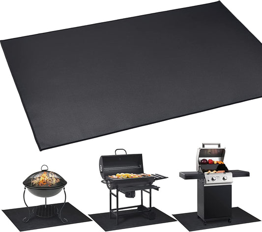 under Grill Mat 48 ×30 Inch for Outdoor Charcoal, Flat Top, Smokers, Gas Grills.Oil-Proof and Water-Proof BBQ Fireproof Mat Protects Deck Grass, Indoor Fireplace Mat