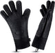 BBQ Gloves, Heat Resistant Silicone Grilling Gloves, Long Waterproof BBQ Kitchen Oven Mitts with Inner Cotton Layer for Barbecue, Cooking, Baking, Smoker(Black)