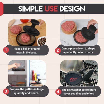 Burger Patty Maker W/100 Unbleached Patty Papers - Hamburger Press Patty Maker for 4.5-6" Hamburger Patties - Non Stick Silicone Burger Press Patty Maker - Dishwasher Safe Hamburger Patty Maker