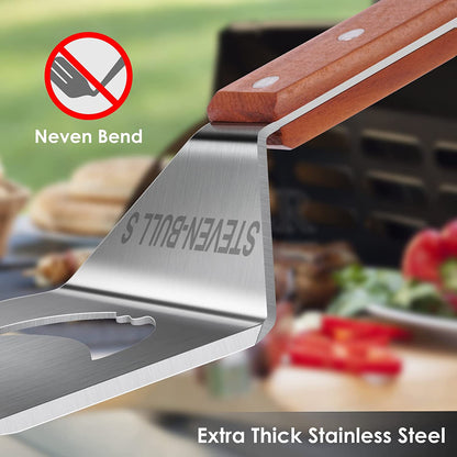 STEVEN-BULL S Grill Spatula for Outdoor Grill, 7-In-1 BBQ Spatula for Grill, 17 Inch Long Barbecue Tool, Perfect BBQ Gifts for Men (Color Box Packaging)