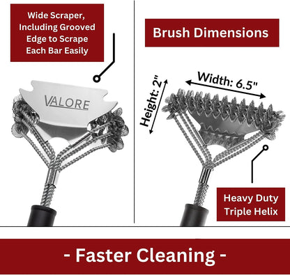 Valore Safe Grill Brush for Outdoor Grill Bristle Free Stainless Steel BBQ Grill Scraper BBQ Brush for Grill Cleaning BBQ Accessories Gifts for Dad
