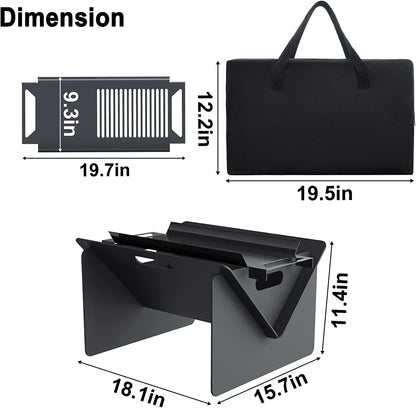 Adreak 18 Inch Fire Pit, Outdoor Portable Firepit with BBQ Tray, Detachable Camping Steel Fire Pits for Backyard, Patio, Picnic, Bonfire, Garden (Black-Small)