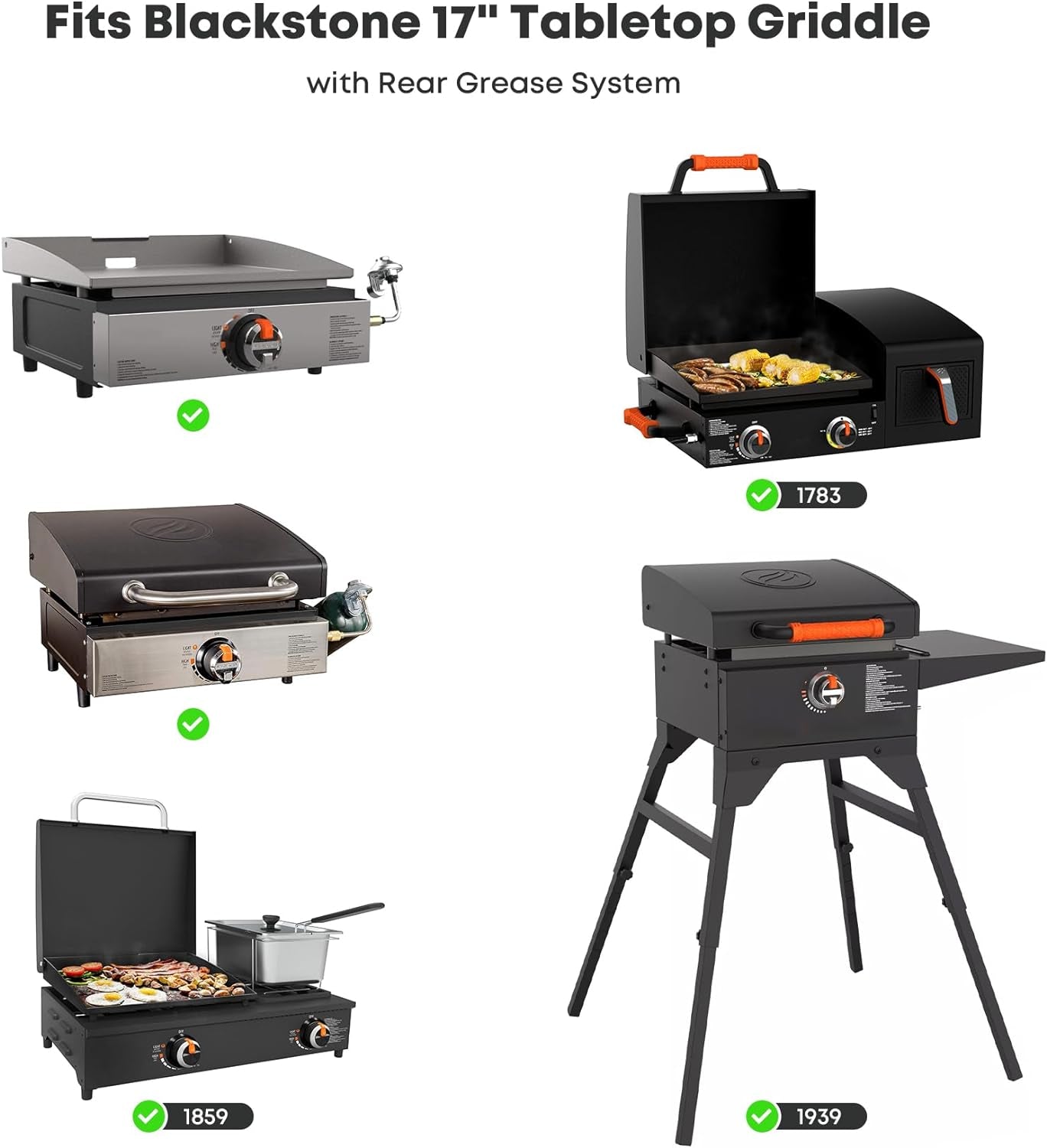 Stainless Steel Flat Top Griddle for Blackstone 17 Inch Tabletop Grill Station, Griddle Replacement Top with Rear Grease System