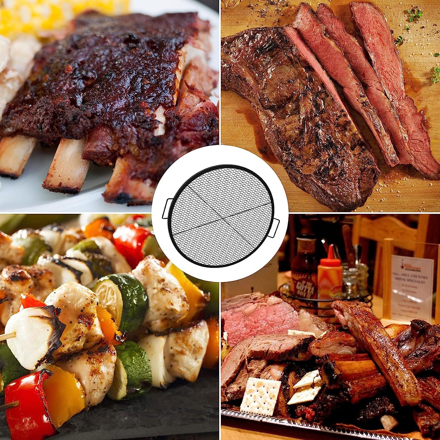 Onlyfire X-Marks Fire Pit Grill Cooking Grate, Outdoor Campfire BBQ Grill, round - 36 Inch