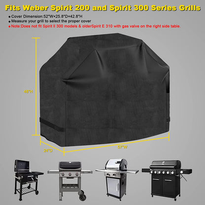 EPESTOEC Grill Cover, 58 Inch Black Grill Cover for Outdoor Grill,Bbq Cover, Waterproof & UV Resistant, Gas Grill Cover, Convenient Durable Ripstop, for Weber, Char Broil, Nexgrill and More Grills