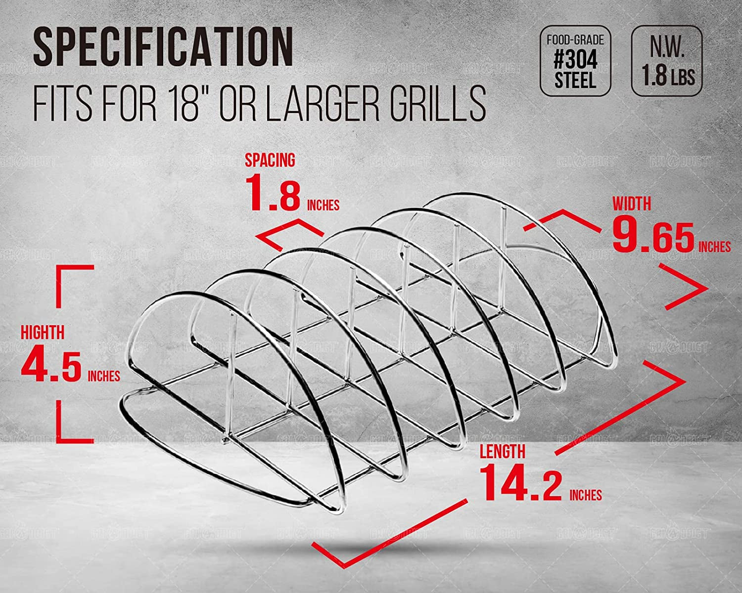 BBQ Rib Racks for Smoking, Classic Joe, BGE Grill Expander Rack Accessories - Optimizes Grilling Space, Standing Roast Rack Allows for More Even Cooking, Works with 18" or Larger Size Grill, Stainless