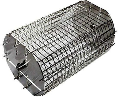 Onegrill Performer Series Kamado Grill Fit Rotisserie Spit Rod Basket; Stainless Steel Tumble & Flat Basket in One. (Fits 5/16 Inch Square Spits)