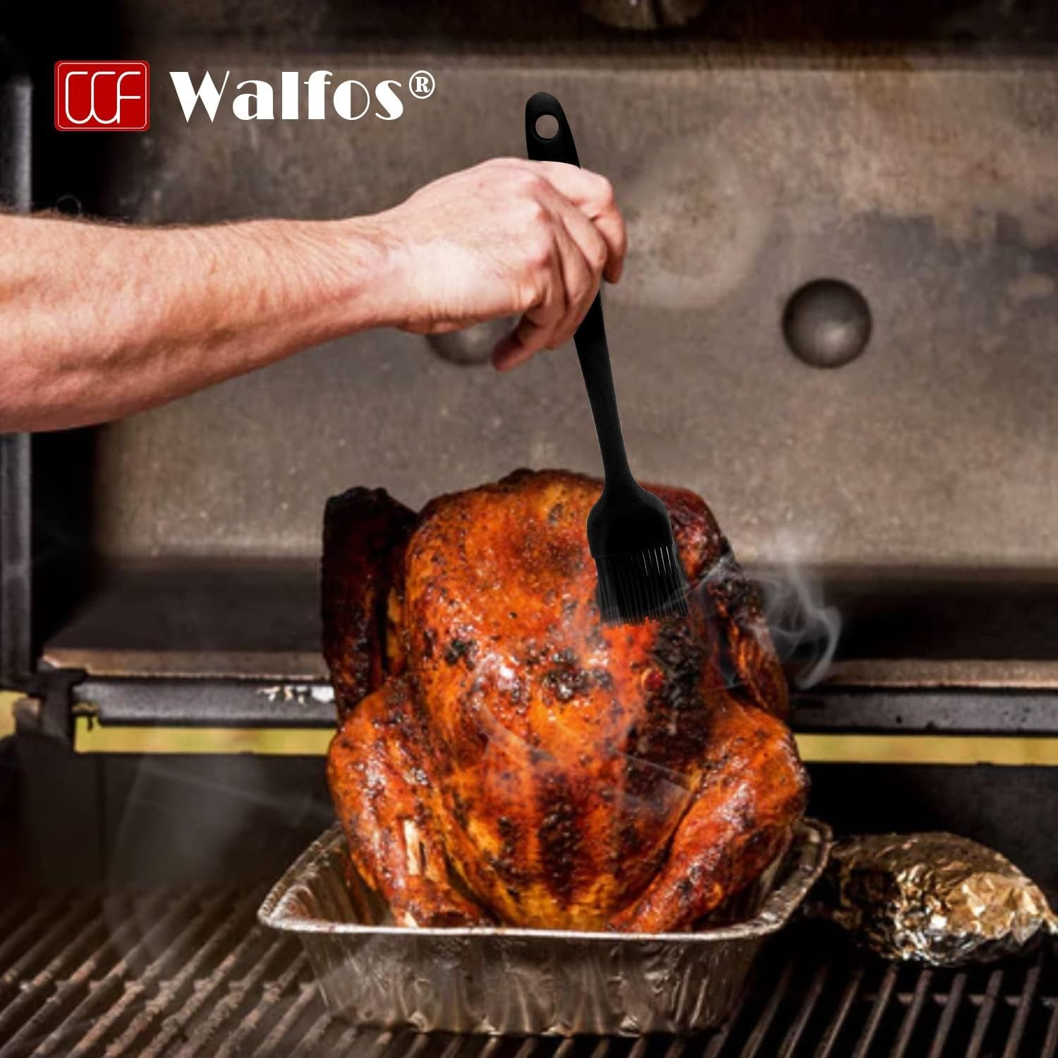 Walfos 3 Size Basting Brush (Extra Large, Large and Small), Silicone Pastry Brushes for Barbecue, Baking, Desserts, Cooking Brush for Kitchen - Strong Stainless Steel Core