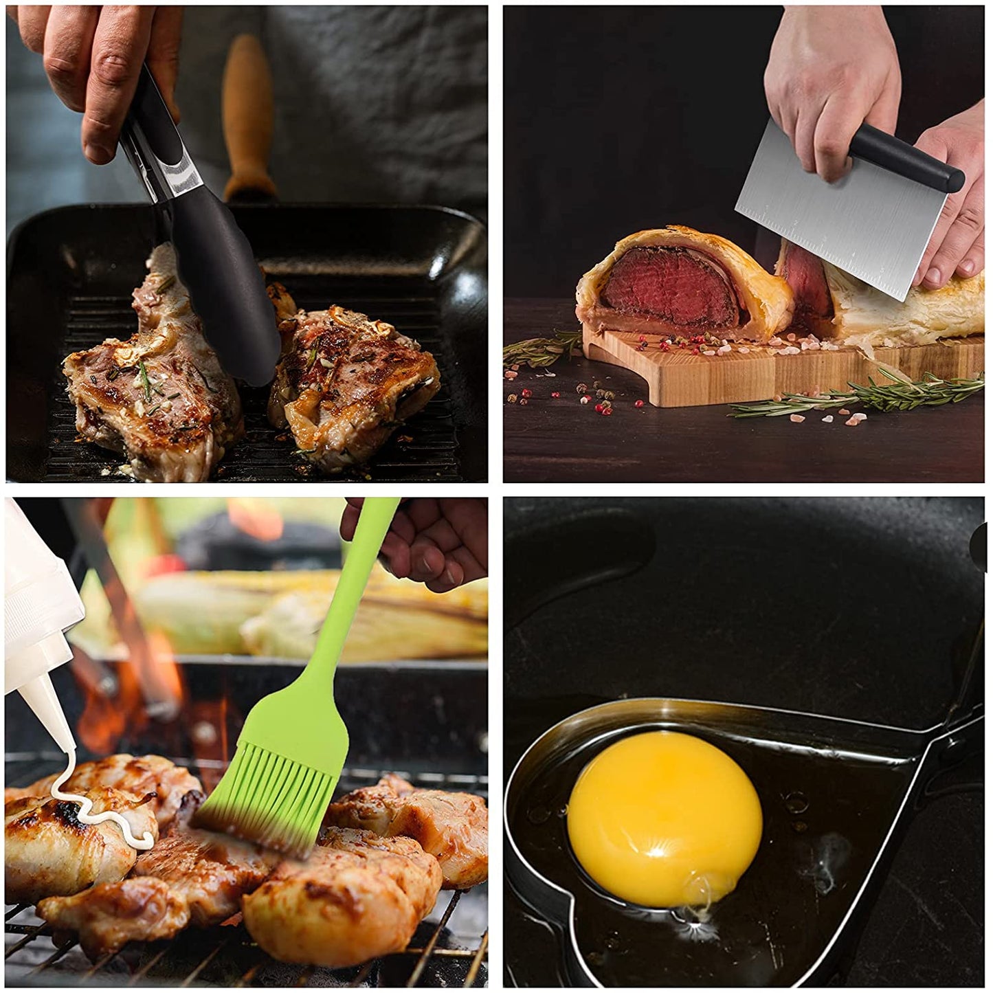 Griddle Accessories,15 Pcs Flat Top Grill Accessories Kit for Blackstone and Camp,Stainless Steel BBQ Accessories with Spatula, Basting Cover,Tongs,Egg Mold & Carry Bag for Outdoor BBQ Teppanyaki