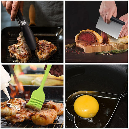 Griddle Accessories,15 Pcs Flat Top Grill Accessories Kit for Blackstone and Camp,Stainless Steel BBQ Accessories with Spatula, Basting Cover,Tongs,Egg Mold & Carry Bag for Outdoor BBQ Teppanyaki