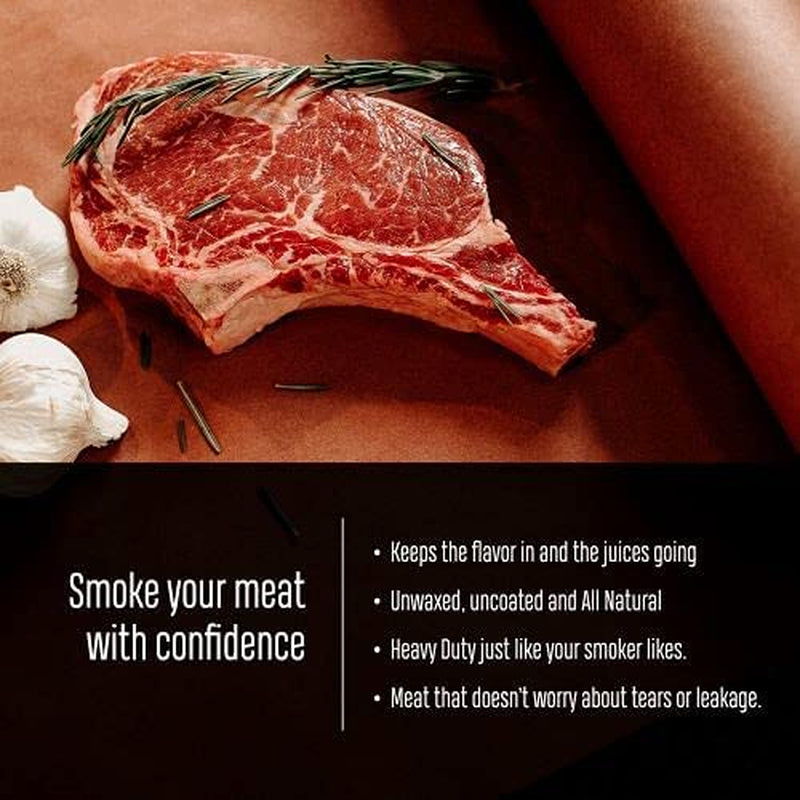 Pink Butcher Paper Roll with Dispenser Box - 17.25 Inch by 175 Foot Roll of Food Grade Peach BBQ Butcher Paper for Smoking Meat - Unbleached, Unwaxed and Uncoated Kraft Paper Roll - Made in the USA