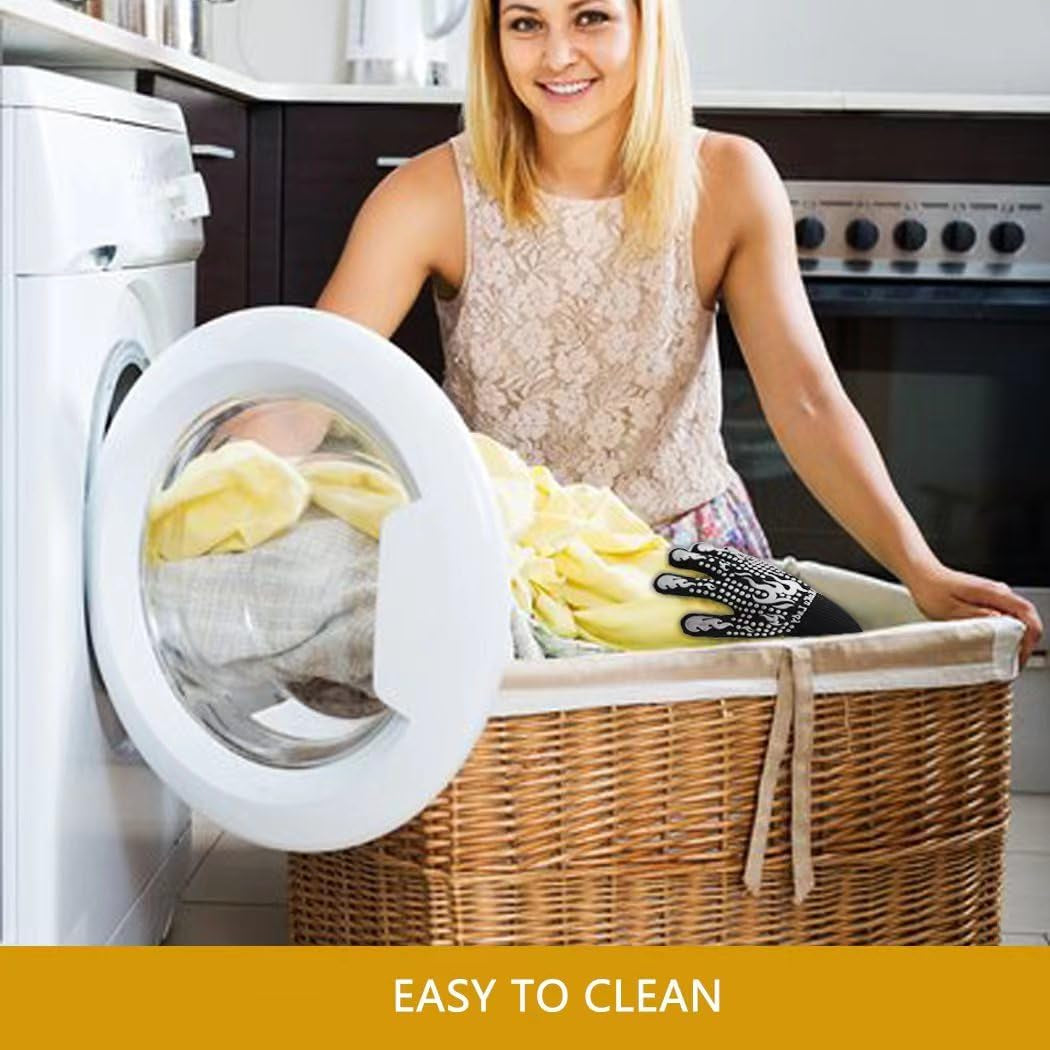 BBQ Heat Resistant Gloves, 1472 Degree F Cut-Resistant Grill Gloves for Heat Resistant Cooking, Outdoor Grill, Barbecue, Oven, Cooking, Kitchen and Baking -