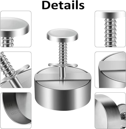 Chengqism Burger Press, Adjustable Hamburger Patty Maker 4.2" Stainless Steel Hamburger Press Patty Making Molds Patties for Beef, Vegetables, Meat, BBQ Barbecue Homemade Hamburger