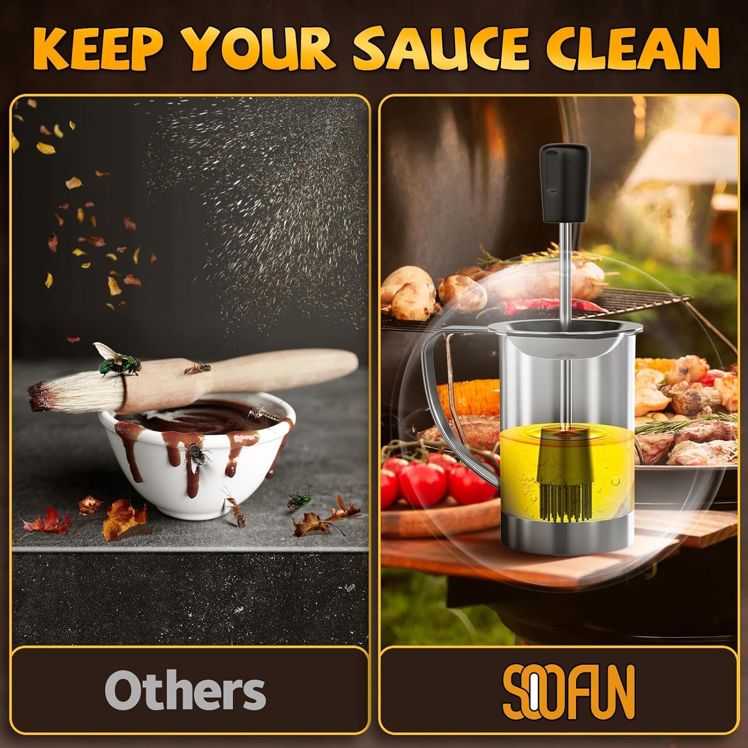 Grilling Gifts for Men Smoker Accessories - BBQ Sauce Pot and Basting Brush Set Cool Kitchen Gadgets, Unique Christmas Stocking Stuffer Gifts for Dad Father Son Grandfather Women Fun Cooking Supplies