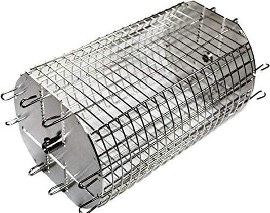 Onegrill Performer Series Universal Fit Grill Rotisserie Spit Rod Basket; Stainless Steel Tumble & Flat Basket in One.(Fits 1/2 Inch Hexagon & 3/8 Inch Square Spits)