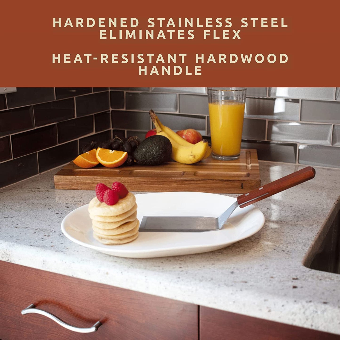 Bellemain Stainless Steel Spatula | Heavy Duty Spatula Turner with Beveled Edges & Hardwood Handle | Large Metal Spatula for Cast Iron Skillet, Flat Top Grill | Griddle Scraper | Hamburger Spatula