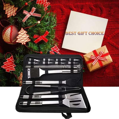 BBQ Accessories Kit - 20Pcs Stainless BBQ Grill Tools Set for Smoker Camping Barbecue Grilling Tools BBQ Utensil Set Outdoor Cooking Tool Set with Canvas Bag Gift for Thanksgiving Day, Christmas