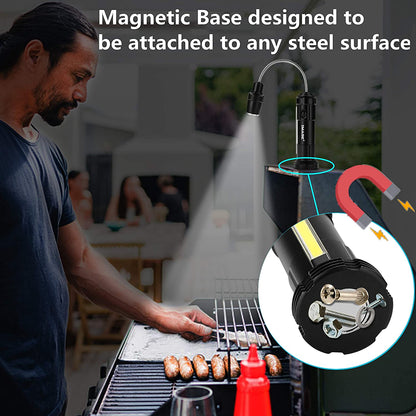 Grill Lights Magnetic BBQ Grill Light with Ultra-Bright LED Lights and 3W Side Light, 360 Degrees Flexible Gooseneck Adjustable BBQ Grill Lights for Any Gas Charcoal Electric Grill 2 Packs