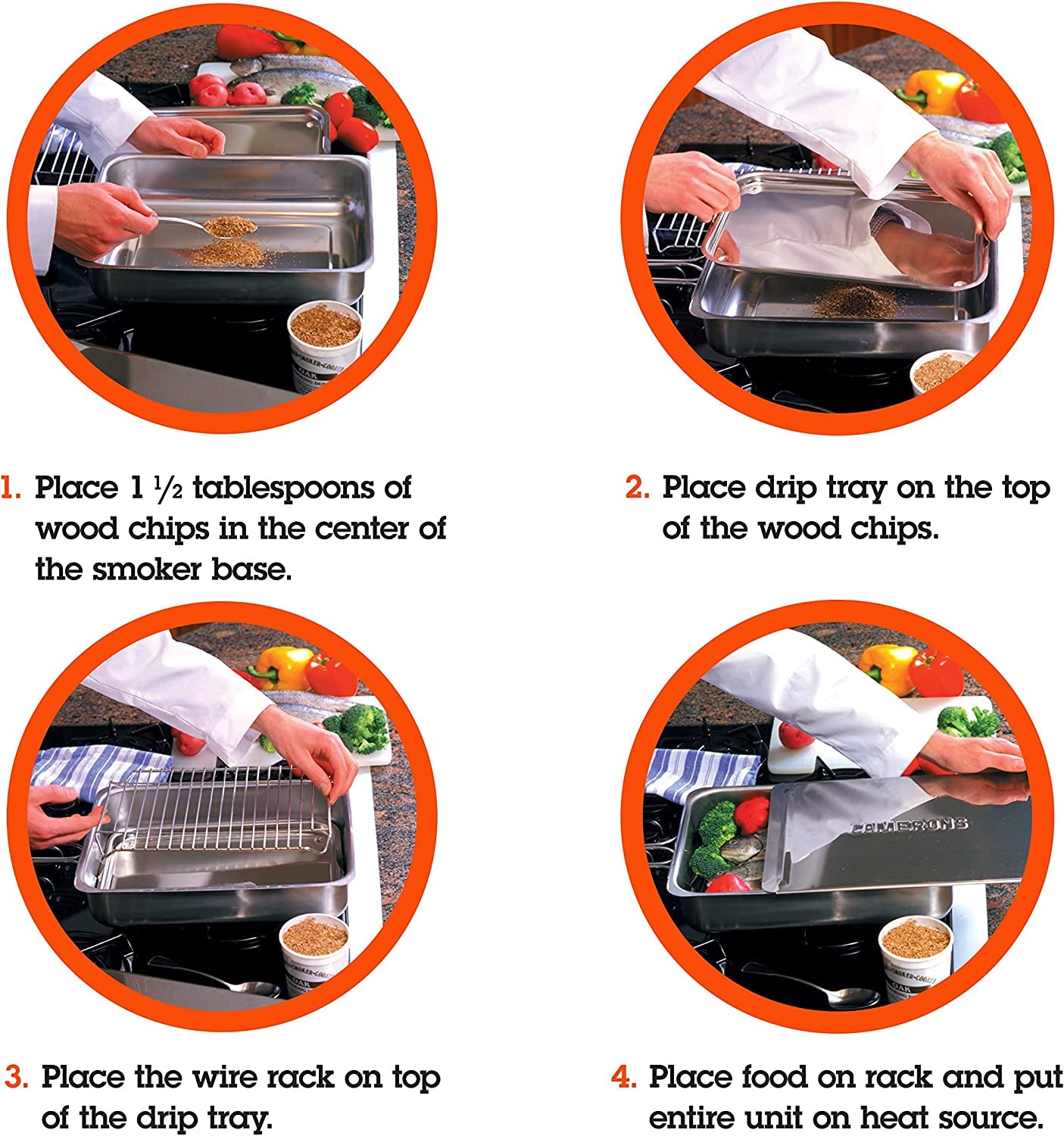 Large Stovetop Smoker - Stainless Steel BBQ Smoker Box W/Hickory & Oak Wood Chips & Recipe Guide - Indoor Outdoor Use - Great for Smoking Thanksgiving Dinner - Barbecue Grilling Gift for Men