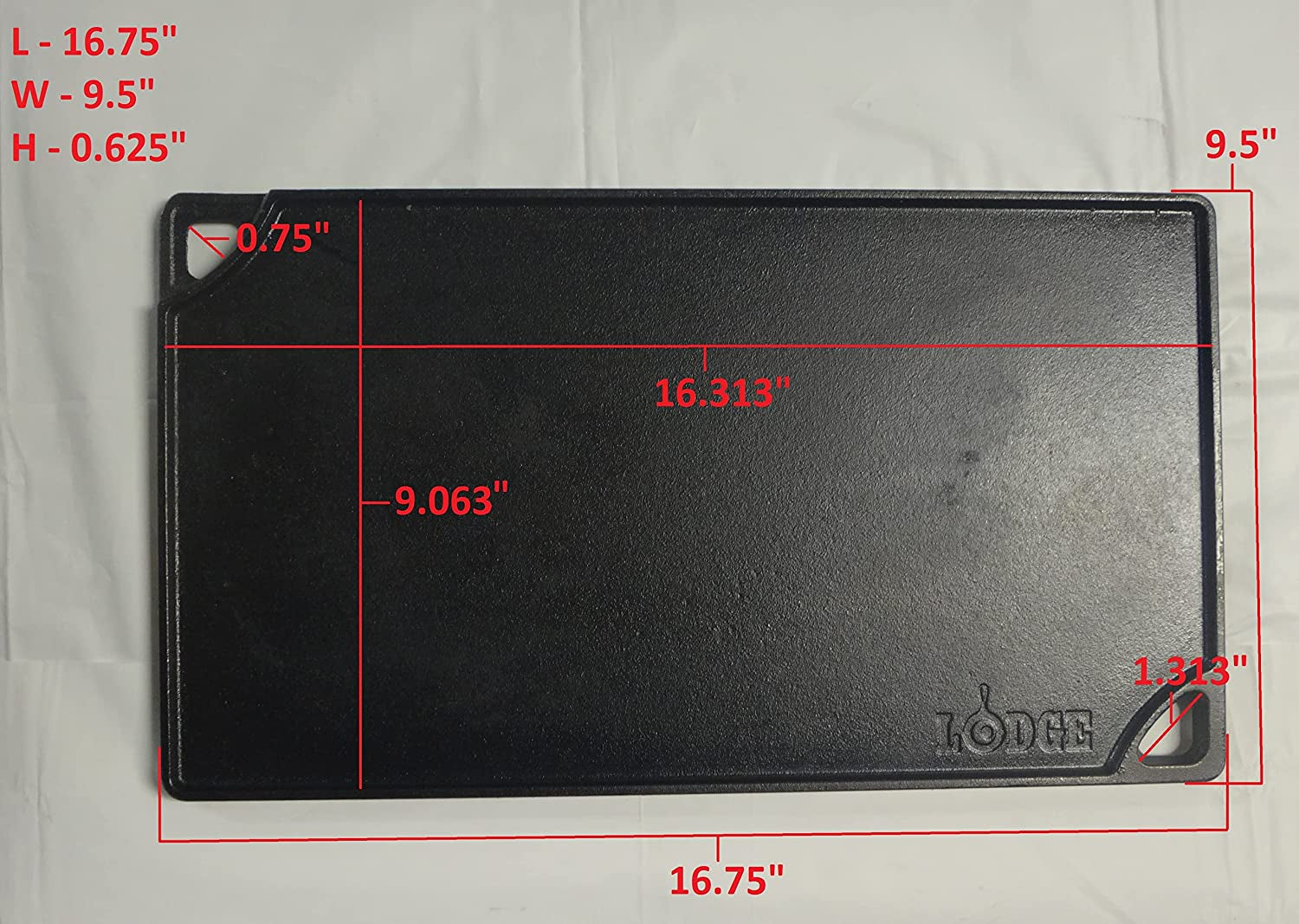 LDP3 Cast Iron Rectangular Reversible Grill/Griddle, 9.5-Inch X 16.75-Inch, Black