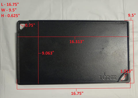 Image of LDP3 Cast Iron Rectangular Reversible Grill/Griddle, 9.5-Inch X 16.75-Inch, Black
